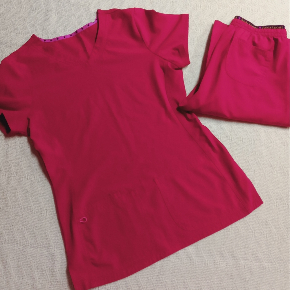 Womens heartsoul scrubs bright red.